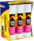 Avery Glue Stic, White, 36 Grams, 1.27 oz, 6 Glue Sticks