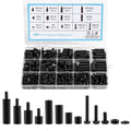 580 PCS M3 Black Nylon Standoff Kit with Spacers, Screws, and Nuts - Motherboard & PCB Mounting Standoffs and Screws, Threaded Pillar Spacers for Circuit Boards and Computer Building