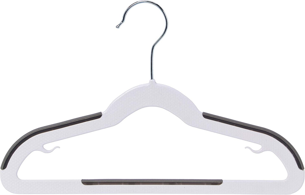 Amazon Basics Plastic Kids Clothes Hangers, Non-Slip, White and Black, 12.8" x 8" x 0.2", 30-Pack