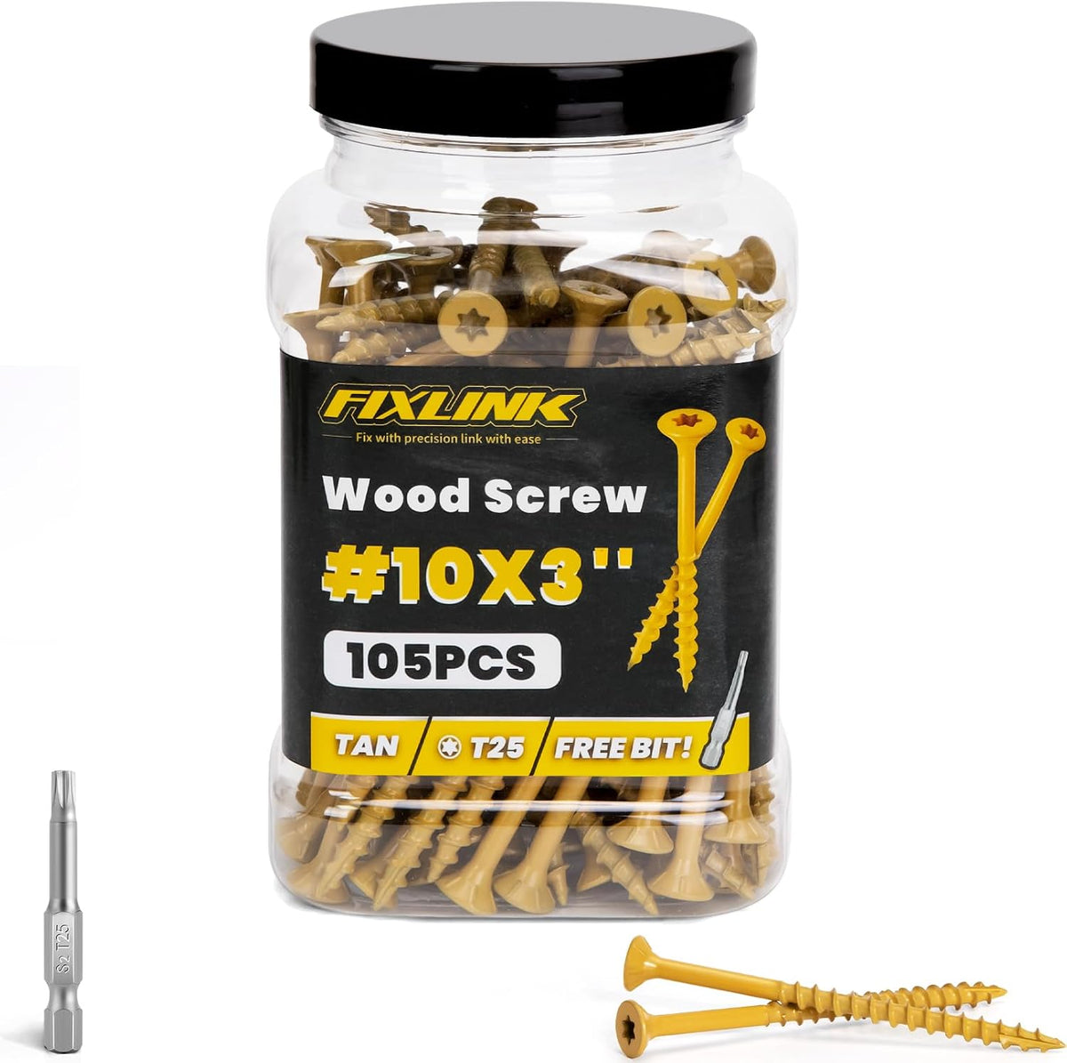 Deck Screws 3 Inch, 310PCS, FIXLINK #10 x 3 Wood Screws, Tan