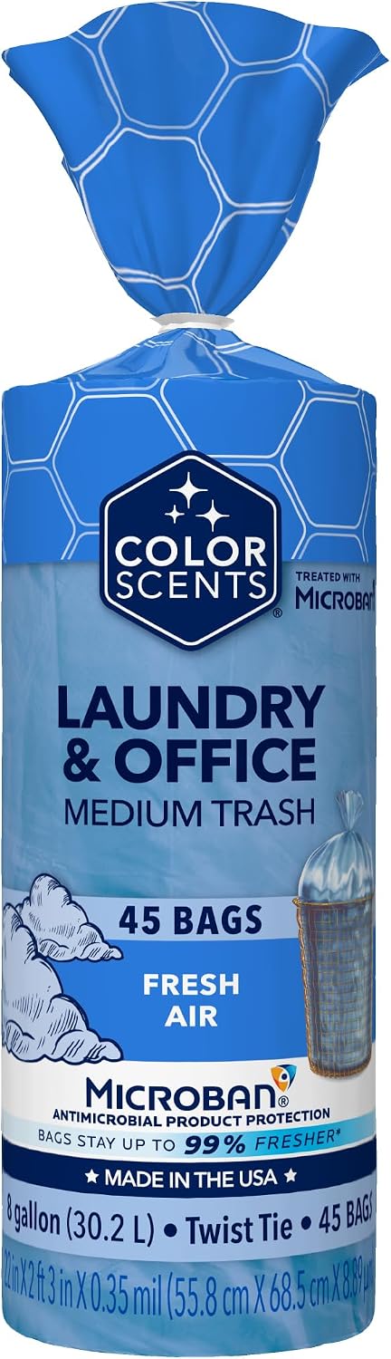 Color Scents 8 Gallon Trash Bags Twist Tie 40 Count Vanilla Flower