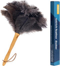 Aldwin 16" Gray Ostrich Feather Duster for Cleaning with Wooden Handle