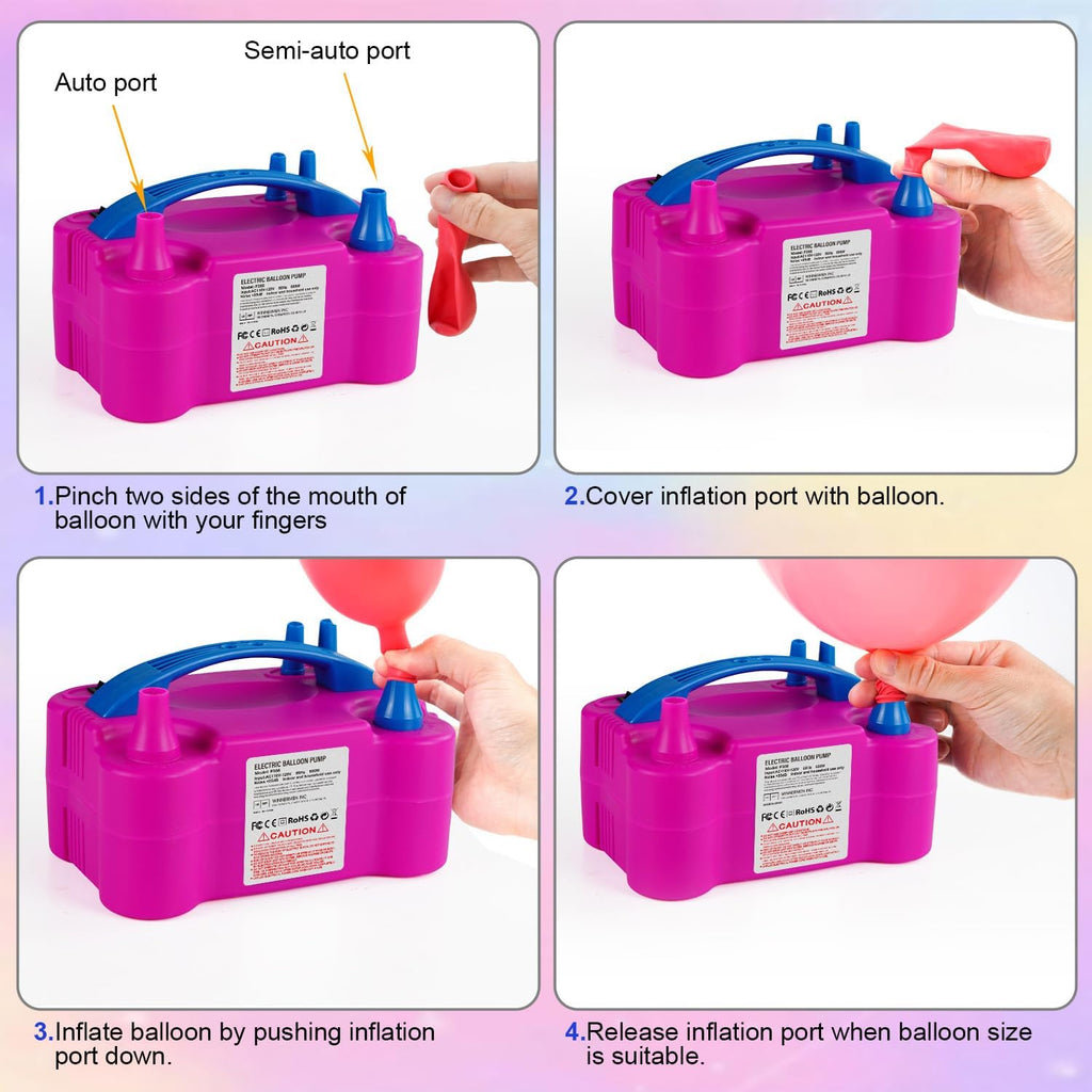Electric Balloon Pump with Dual Nozzle & 2 Tying Tools