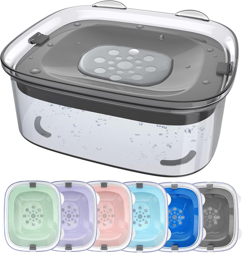 AONKEY 3L No Spill Dog Water Bowl with Slow Drinking Disk(Gray)