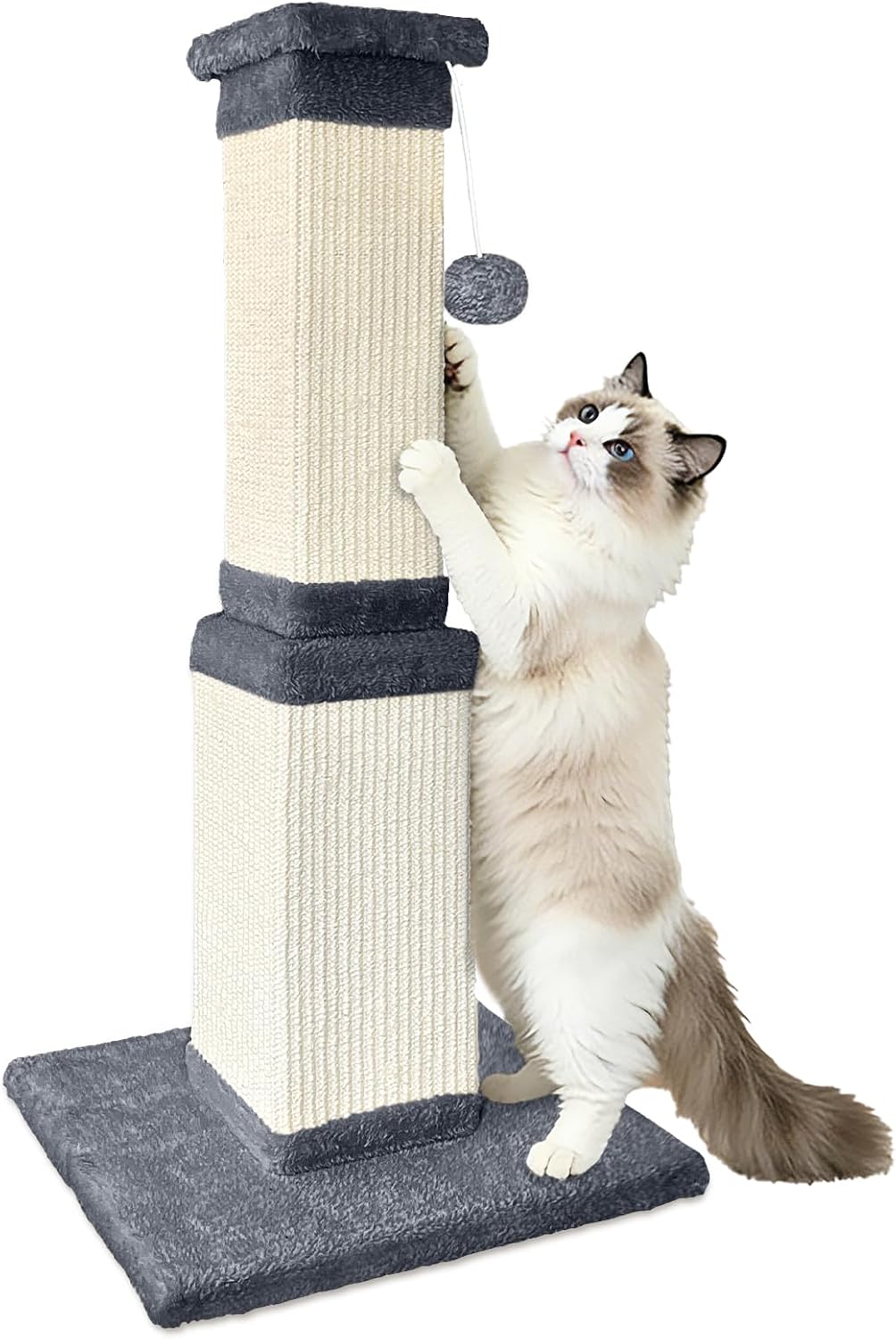 Cat Scratching Post for Indoor Cats, 32Inch Sisal Cat Scratcher, Beige