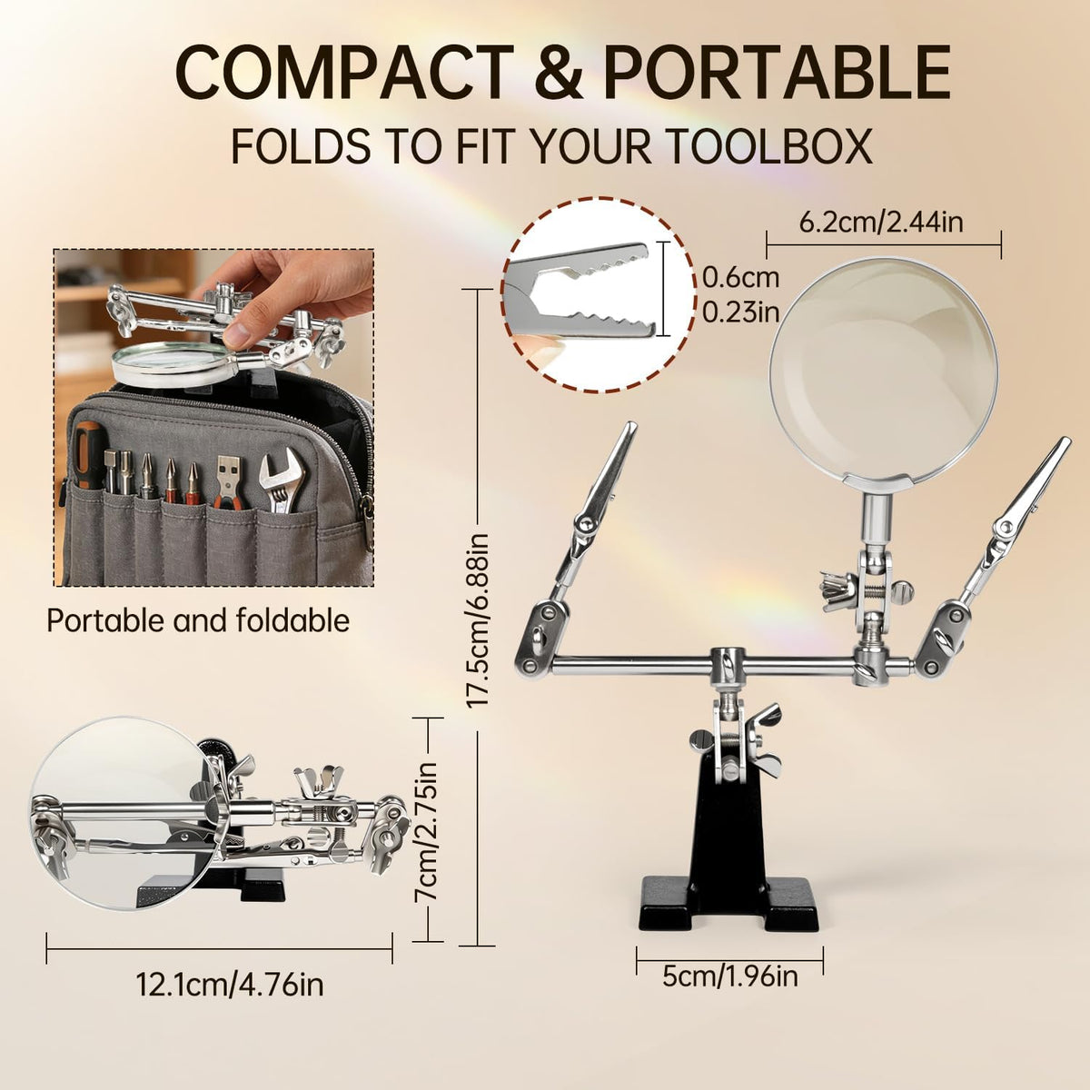 AORAEM Helping Hands Magnifier with Dual Adjustable Alligator Clips