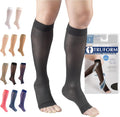 Truform Sheer Compression Stockings, 15-20 mmHg, Women's Knee High Length, Open Toe, 20 Denier, Medium