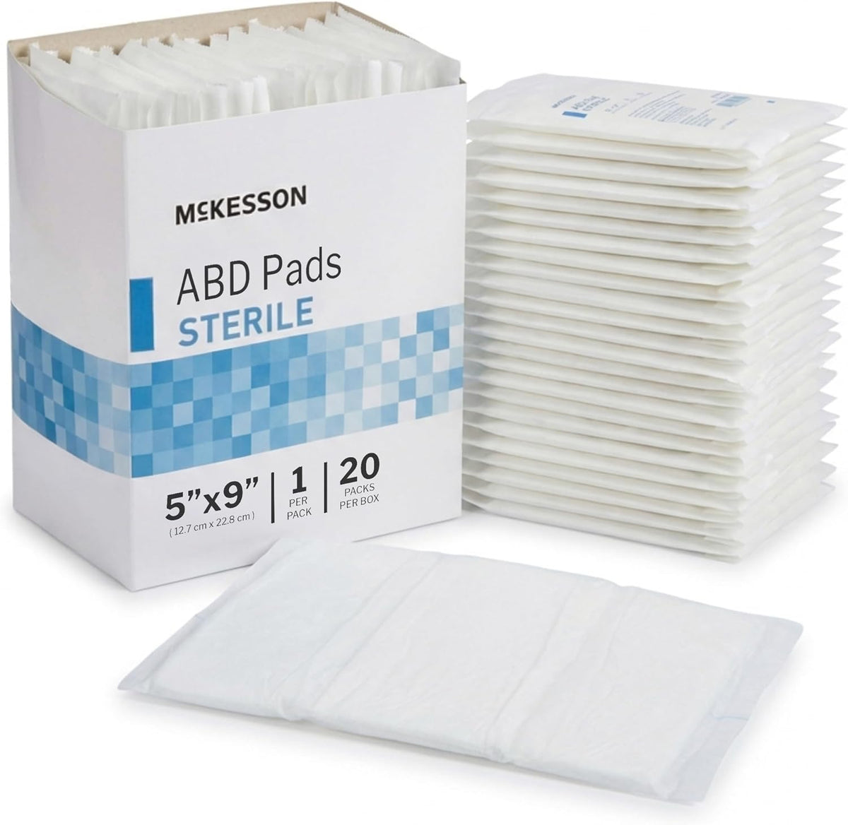 McKesson Sterile Abdominal- ABD Pads 20, Post Op, 5 x 9 in, 20 Pack