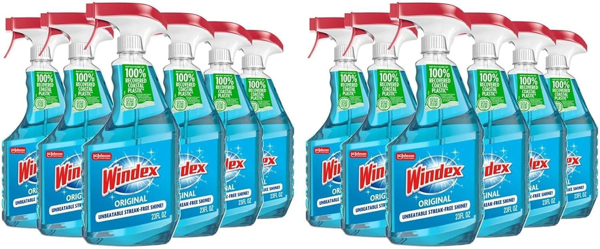 Windex Glass & Window Cleaner Spray Bottle, Original, 23 oz (6-Pack)