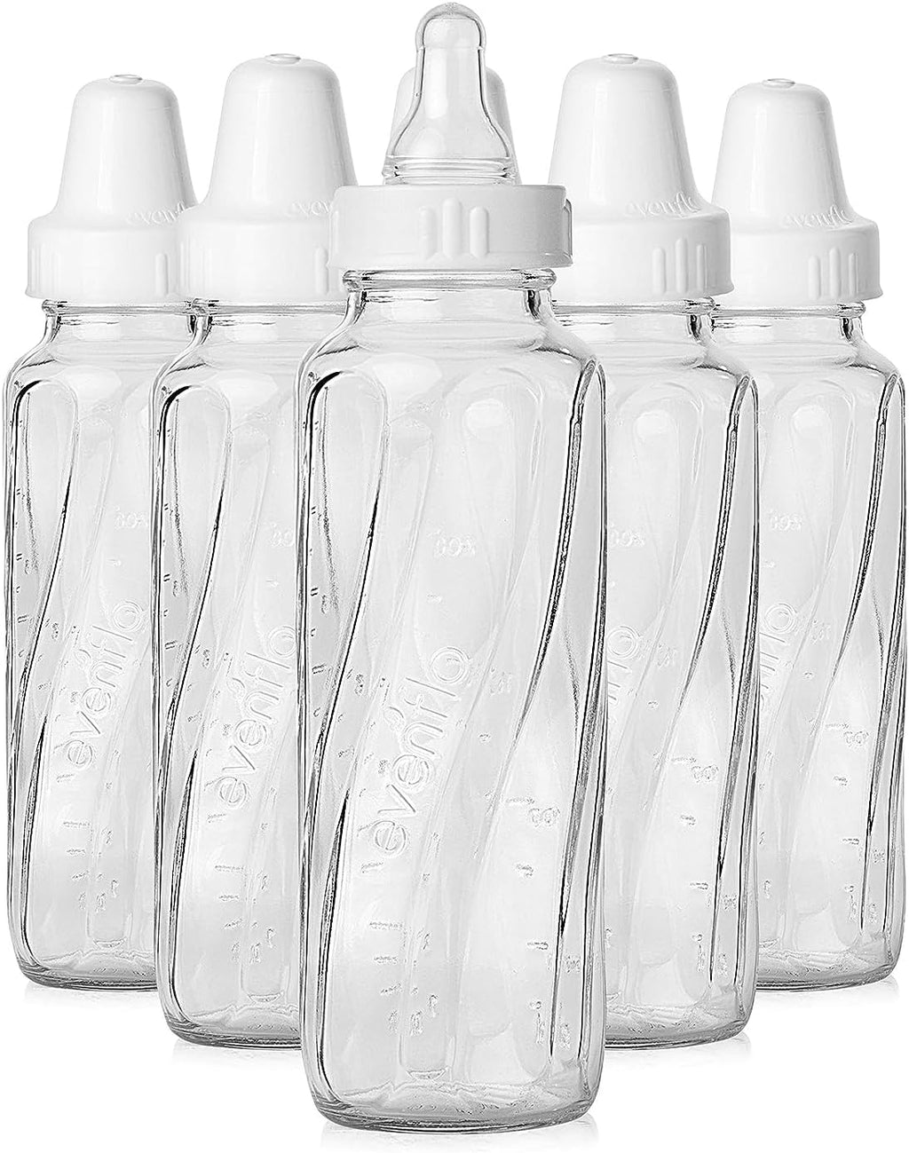 Evenflo Feeding Classic Glass Twist Bottles, 8 Ounce (Pack of 6),Clear,1018611