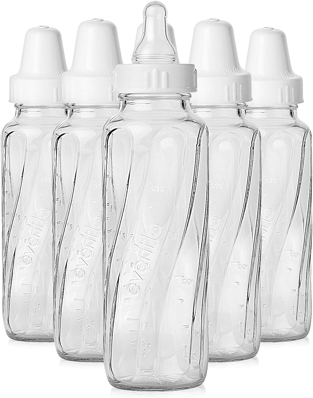 Evenflo Feeding Classic Glass Twist Bottles, 8 Ounce (Pack of 6),Clear,1018611