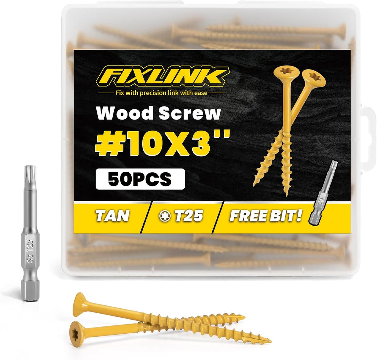 Deck Screws 3 Inch, 310PCS, FIXLINK #10 x 3 Wood Screws, Tan