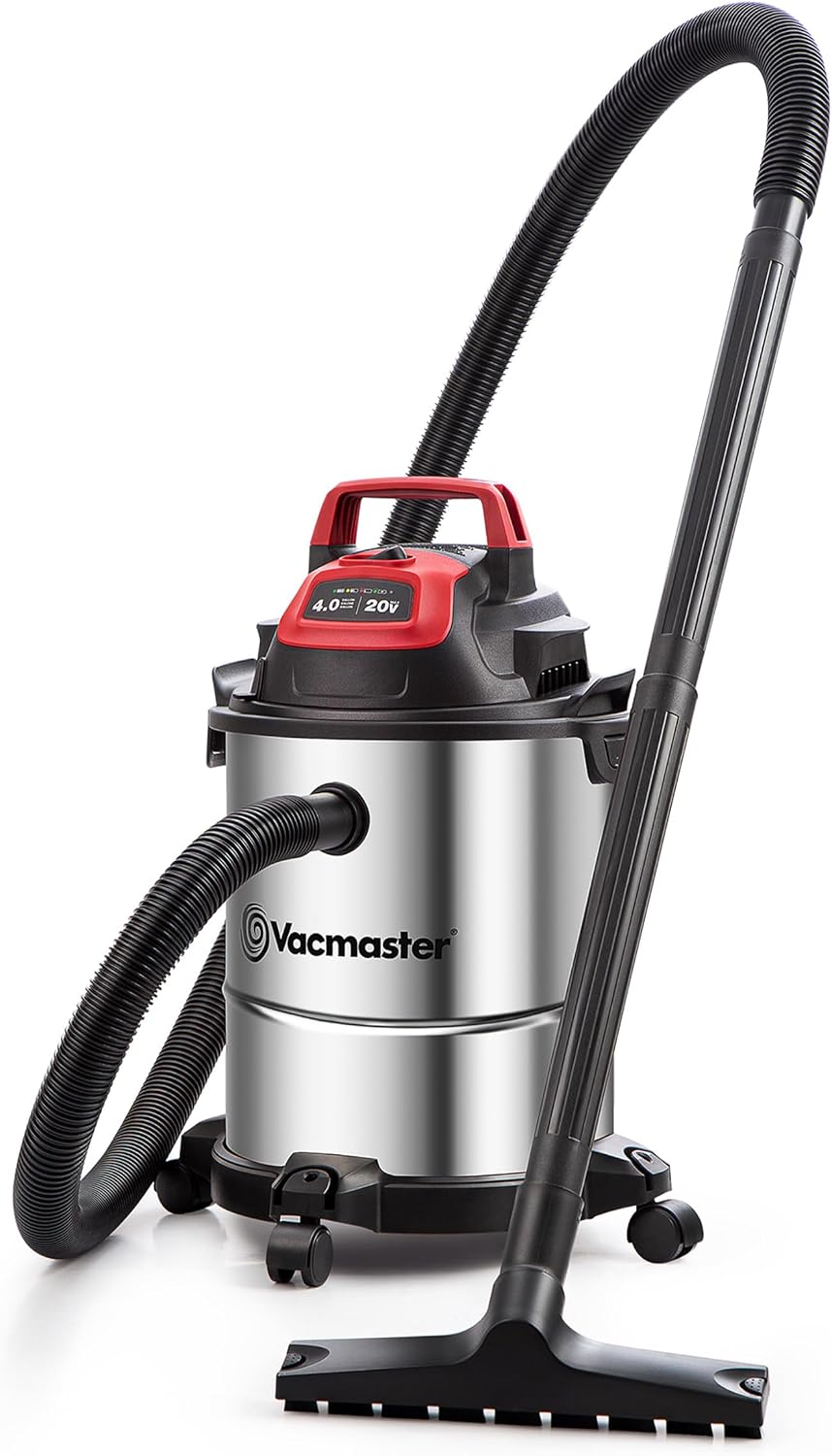 Vacmaster VOC508S 1101 5-Gal 4 Peak HP Stainless Steel Wet/Dry Vac Red