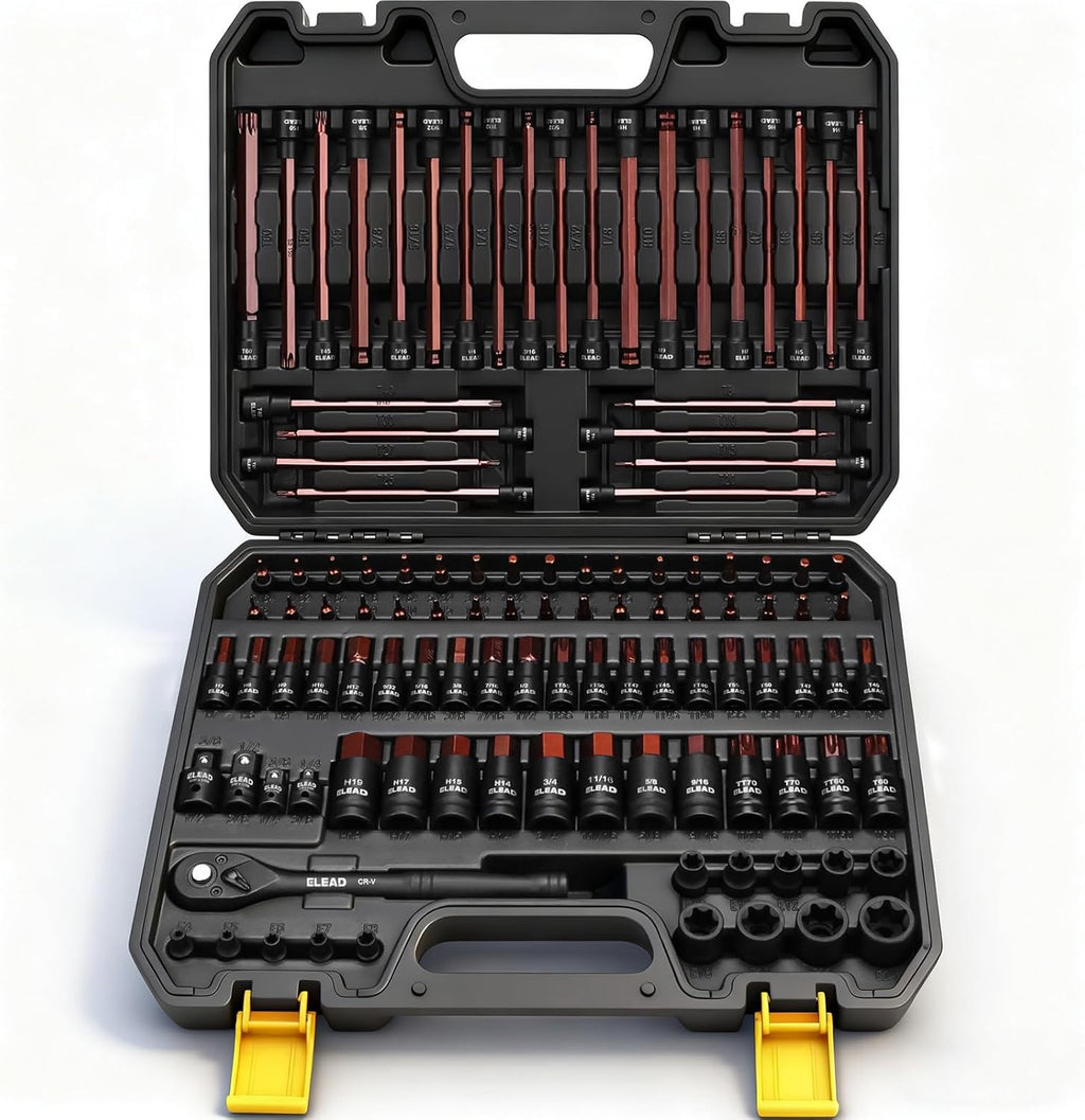 31-Piece Torx Bit Socket Set: Premium CR-V & S2 Alloy Steel, Star T8-T70 & E-Torx E4-E24, High Torque Laser Marked for Automotive Mechanic