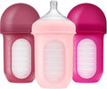 Boon Nursh Silicone Baby Bottles - Pink - 8 Oz - 3 Count