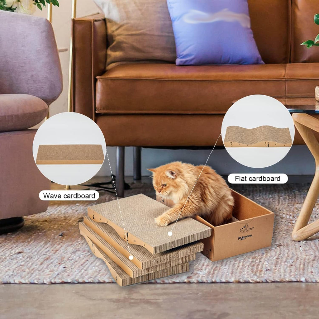 Cat Scratcher Cardboard Scratch Pad for Indoor Cats and Kitty 5pcs
