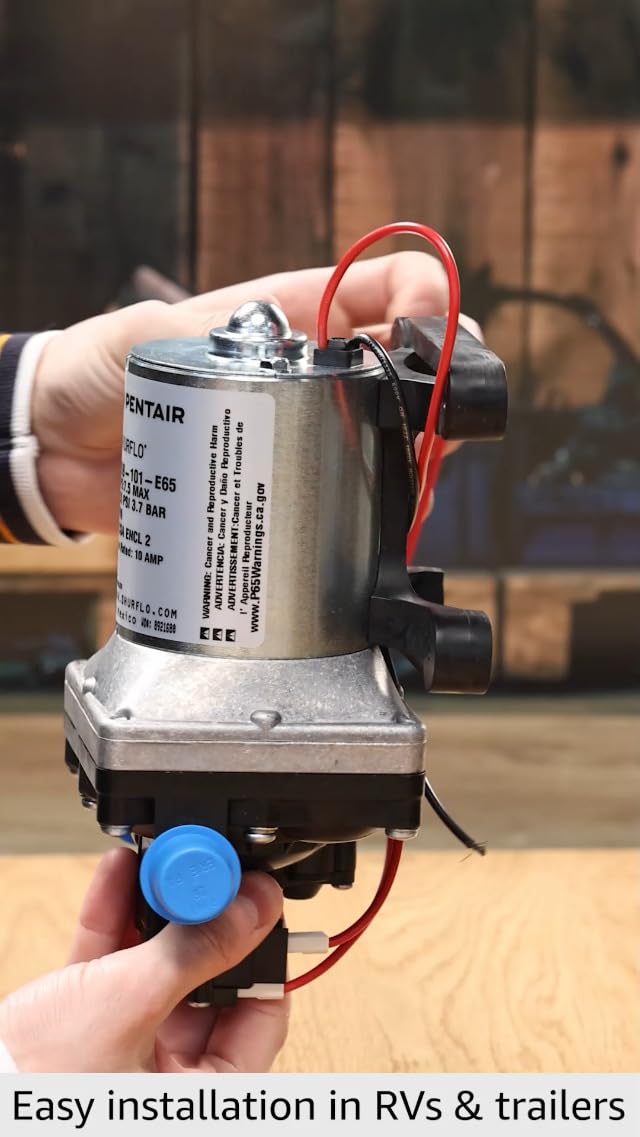 PENTAIR SHURFLO Revolution 4008-101-E65 RV Fresh Water Pump 12V 3.0 GPM 55 PSI Quiet Automatic Demand Diaphragm By-Pass Pump