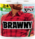 Brawny Tear-A-Square 3-Ply Paper Towels, 6 Double Rolls = 12 Regular Rolls