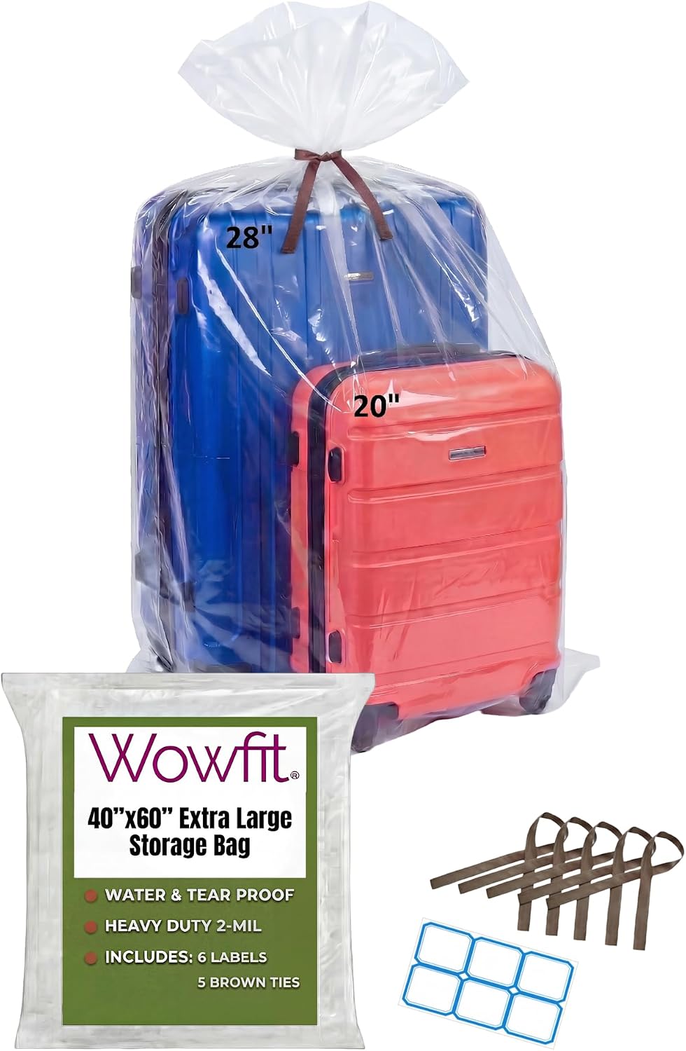 Wowfit Giant Large Plastic Bags for Furniture, Chairs, 45x65, 5 CT, 3 Mil