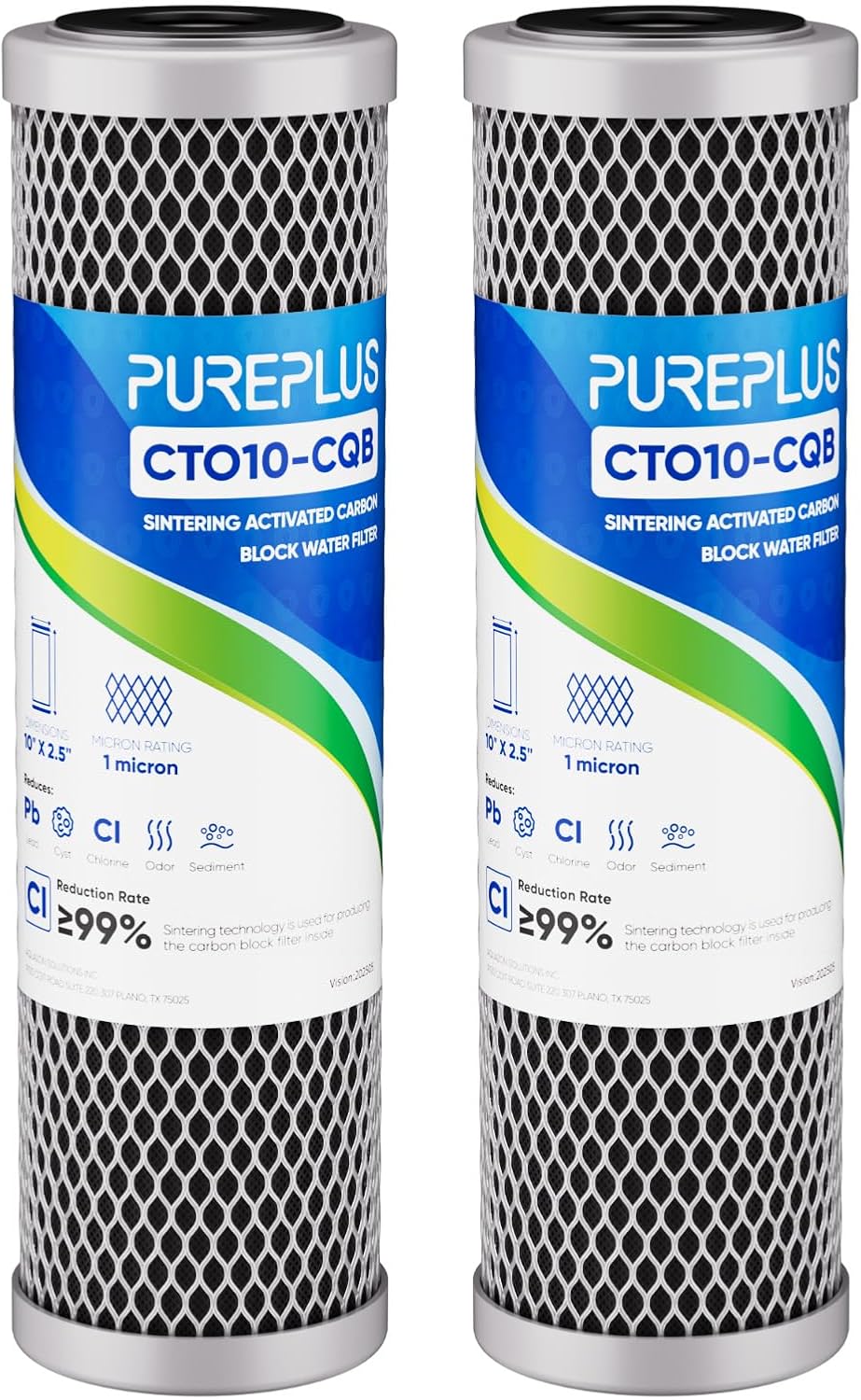 1 Micron 2.5" x 10" Whole House CTO Carbon Water Filter Cartridge Replacement for Under Sink Water Filter System, Dupont WFPFC8002, WFPFC9001, FXWTC, SCWH-5, WHEF-WHWC, WHCF-WHWC, AMZN-SCWH-5, 4Pack