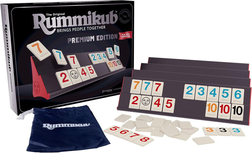 Rummikub Premium Edition by Pressman - Features Racks - Large Number Engraved Tiles and a Storage Bag for The Ultimate Rummikub Experience by Pressman , Silver