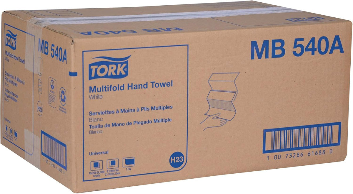 Tork Multifold Hand Towel White H2, 16 x 250 Towels, MB540A