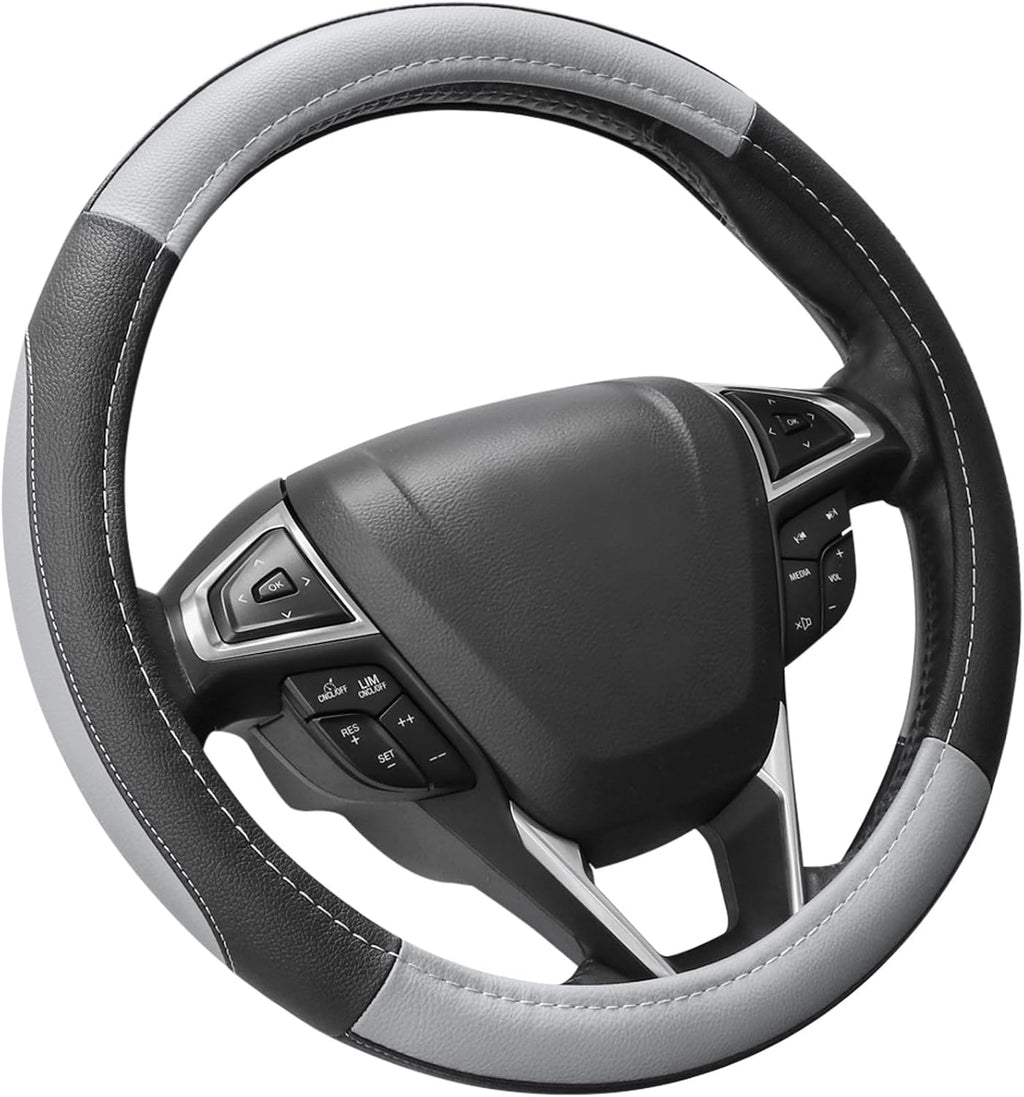 SEG Direct Black Microfiber Leather Auto Car Steering Wheel Cover 15 inch