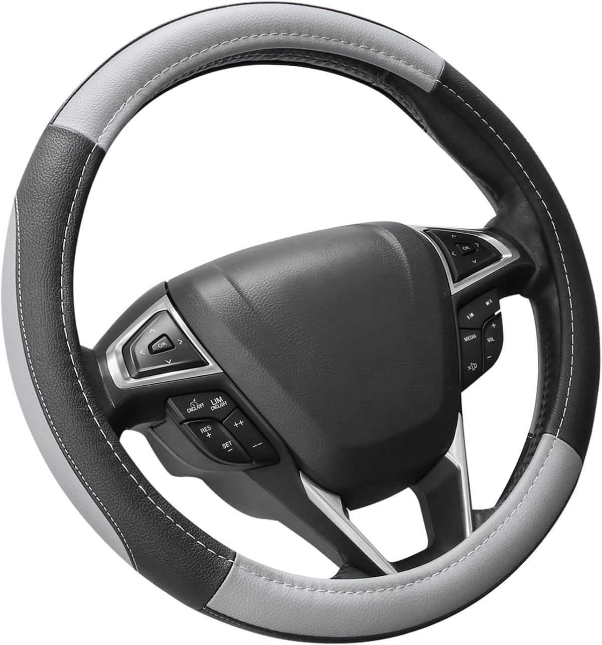 SEG Direct Black Microfiber Leather Auto Car Steering Wheel Cover 15 inch