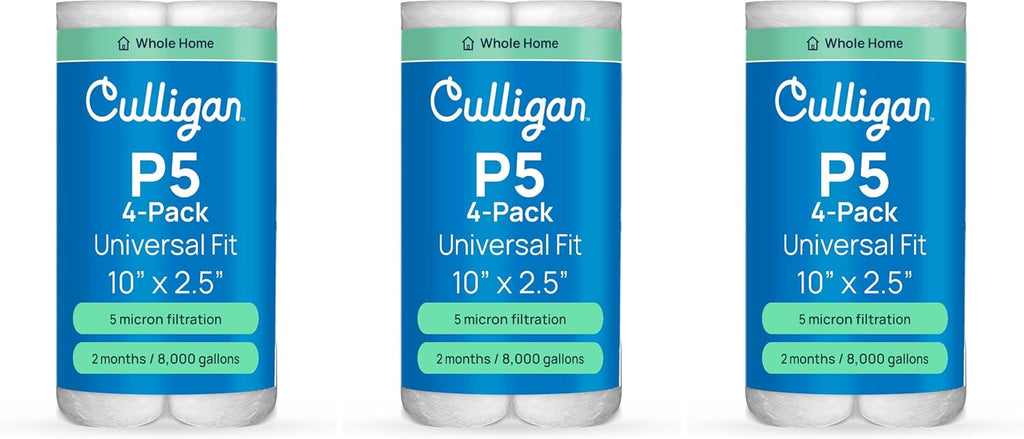 Culligan P5 Whole House Water Filter, 10 x 2.5 in, 5 Micron, 4-Pack