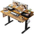 Veken 47x28 in Electric Standing Desk with Drawers, Adjustable Table, Brown