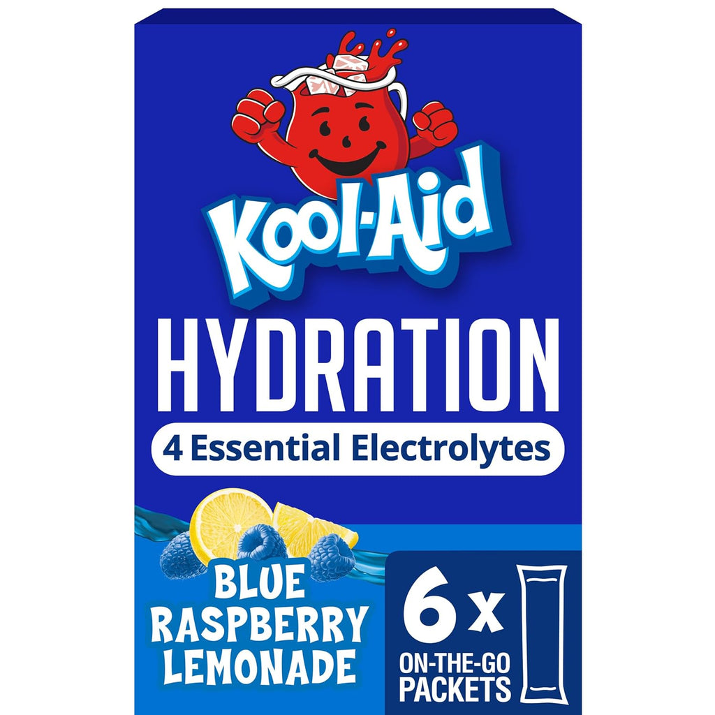 Kool-Aid Hydration Drink Mix, 6 Packets, Blue Raspberry Lemonade, 1.32 oz