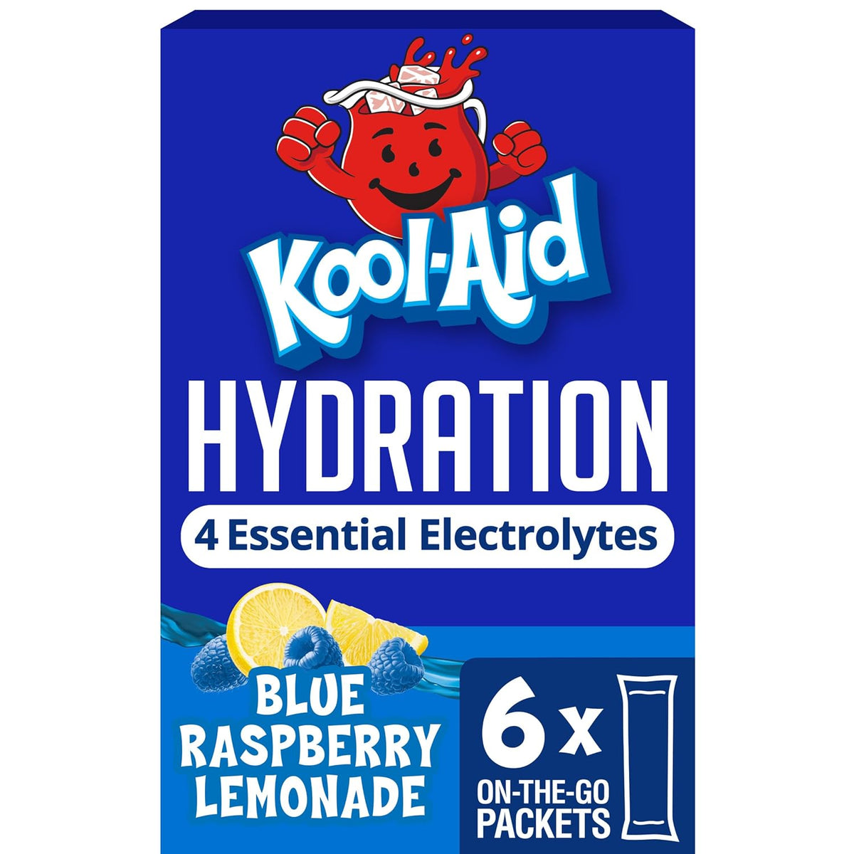 Kool-Aid Hydration Drink Mix, 6 Packets, Blue Raspberry Lemonade, 1.32 oz