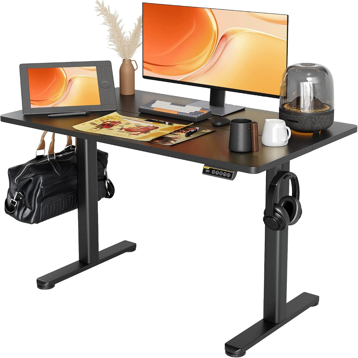 Claiks Electric Height Adjustable Standing Desk, 48x24 Inch, Rustic Brown