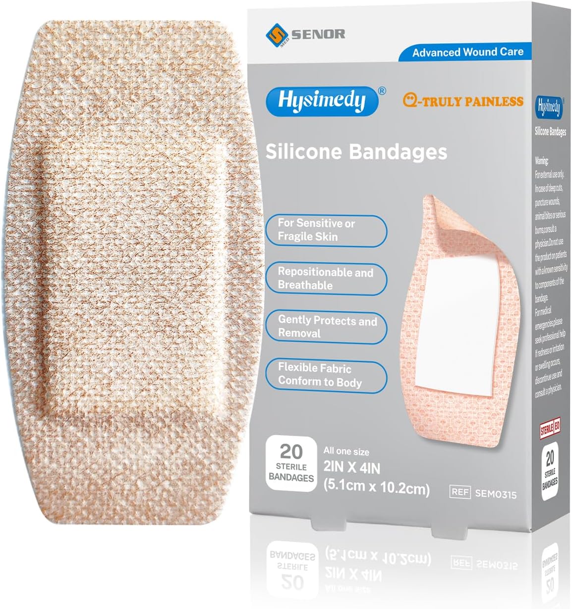 Hysimedy Silicone Bandages for Sensitive Skin 2x4 Inch Painless Removal