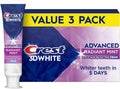 Crest 3D White Advanced Teeth Whitening Toothpaste, Crest 3D White Brilliance Toothpaste, Radiant Mint, 3.3 oz, Pack of 3 (Packaging May Vary)