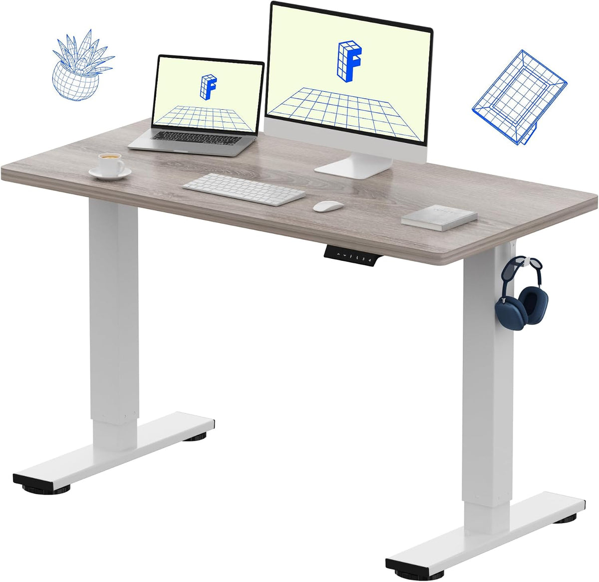 FLEXISPOT EN1 48"x24" One-Piece Standing Desk, White