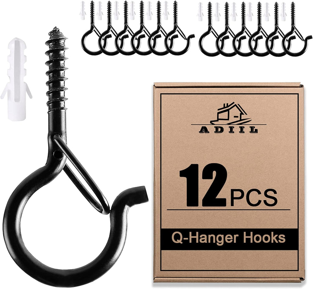 ADIIL Q Hanger Ceiling Screw Hooks for Hanging Outdoor String Light, Plants