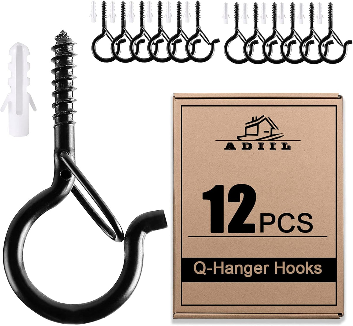 ADIIL Q Hanger Ceiling Screw Hooks for Hanging Outdoor String Light, Plants