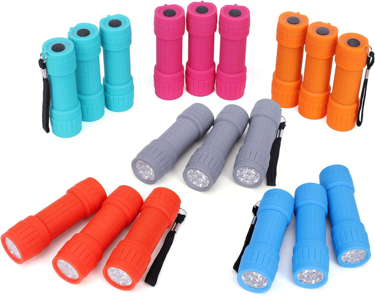 FASTPRO 18-Pack 9-LED Mini Flashlight Set with AAA Batteries Included