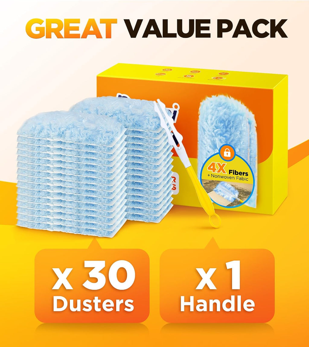 REKOPI 30 Count One-Sided Duster Refills Compatible with Swiffer Duster