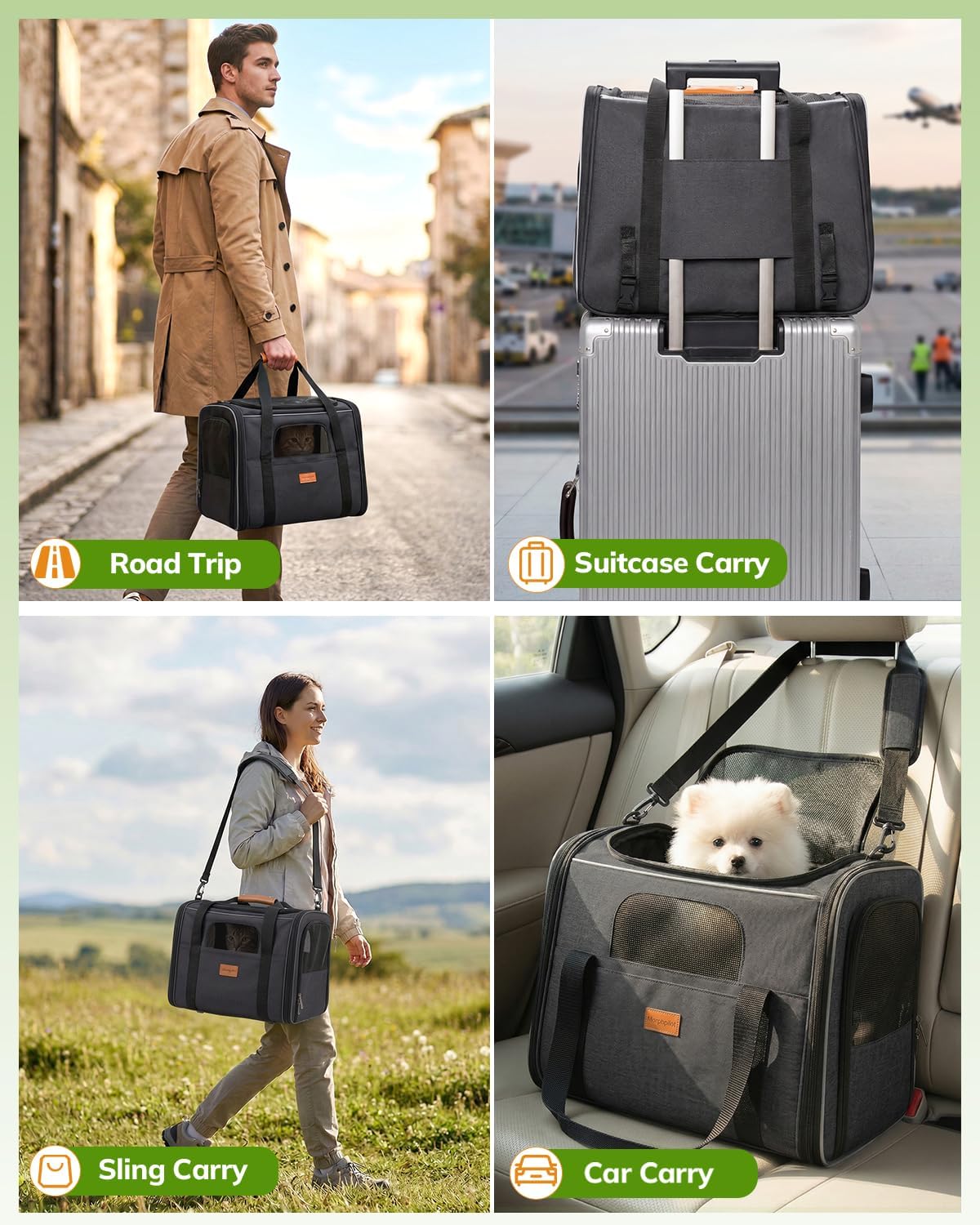 Morpilot Cat Carrier Soft for Large Medium Cats and Puppy up to 20lbs