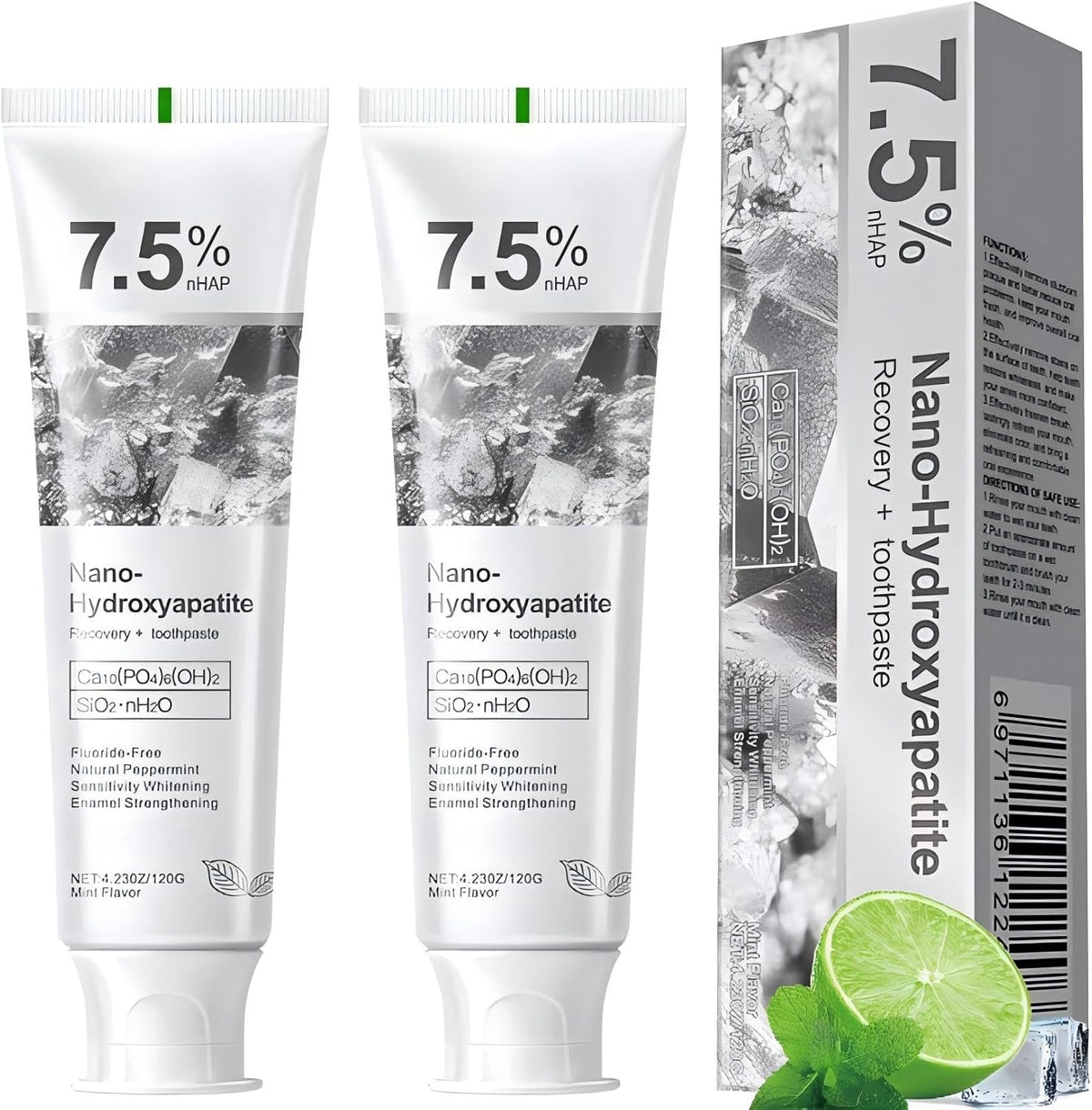 7.5% Hydroxyapatite Toothpaste, 7.5% Hydroxyapatite Toothpaste for Advanced Enamel Protection, Appropriate for Sensitive Teeth, Gentle and Effective Formula, Fresh Mint (1)
