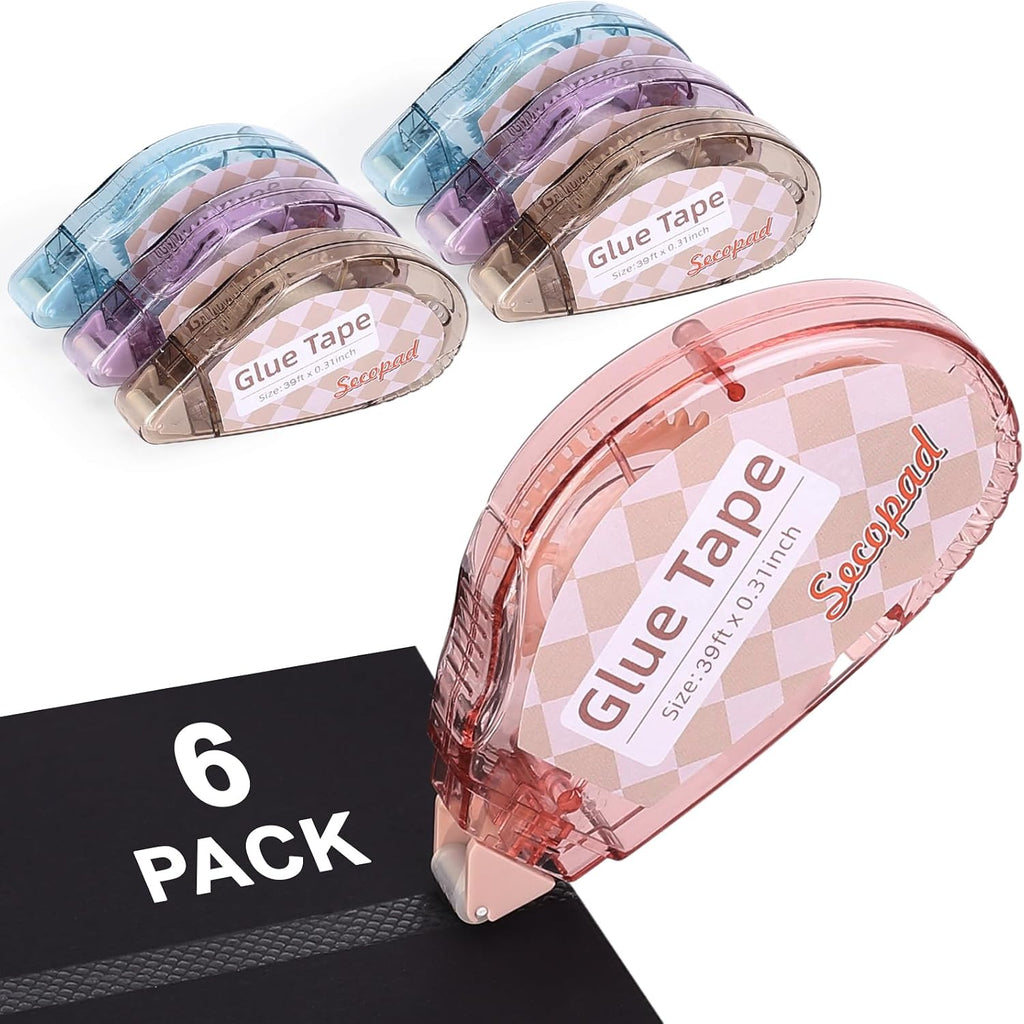 Secopad 0.3IN X 39FT Scrapbook Tape, 4 Pack Glue Tape, Light-Color Shell