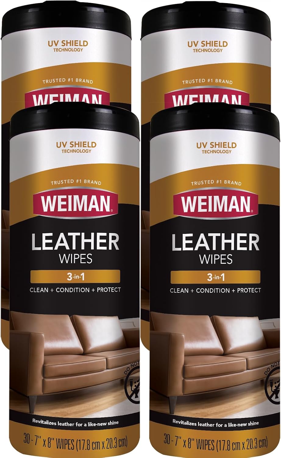 Weiman Leather Cleaner, Conditioner & Protector, 4 Pack, Car Interior