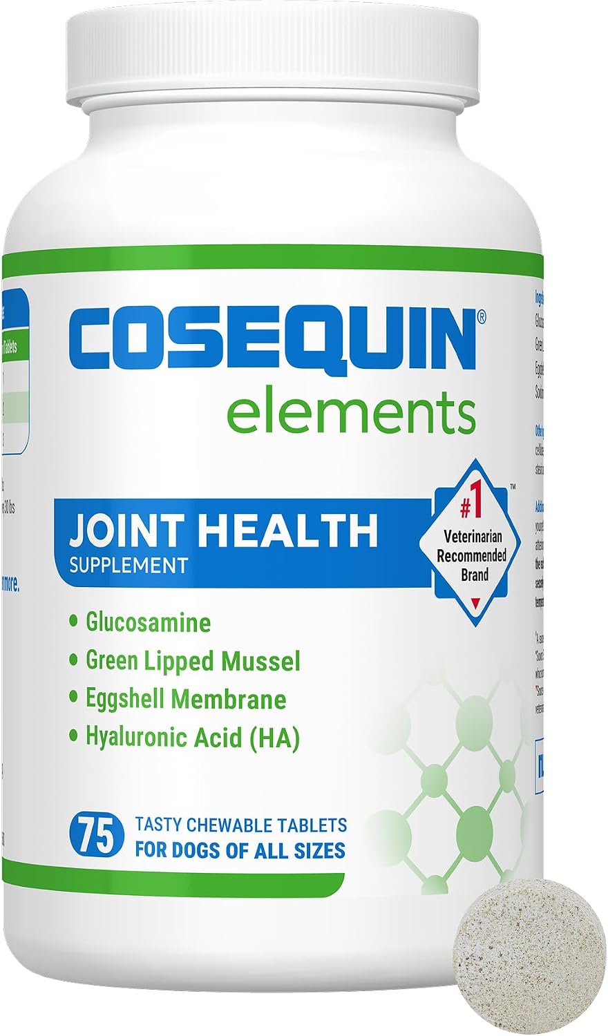 Nutramax Cosequin Elements Dog Joint Supplement, Green Lipped Mussel, 75ct