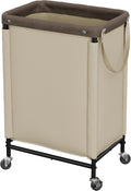 StorageWorks 2 Section Laundry Hamper, 100L Beige Sorter Cart with Wheels
