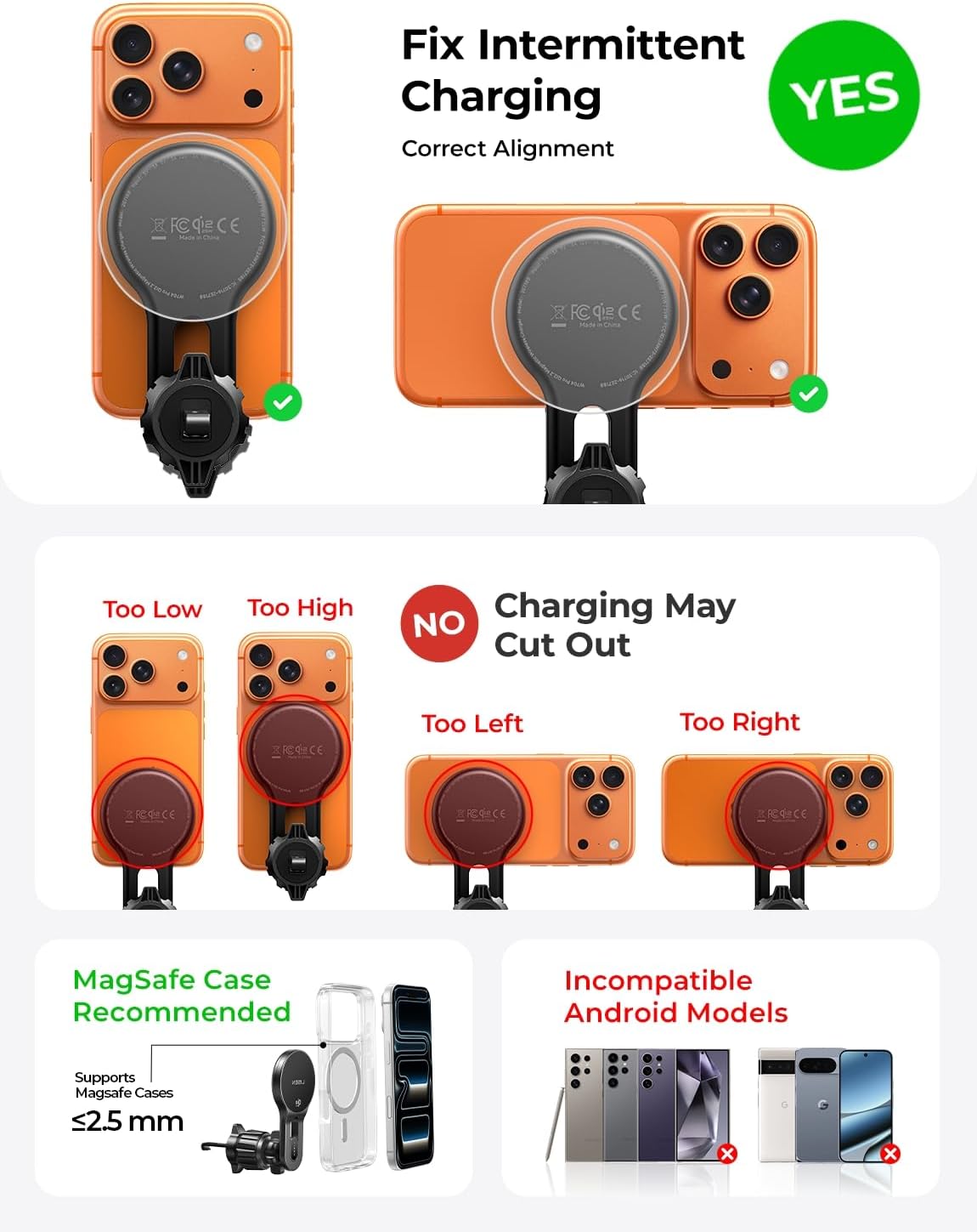 LISEN for Qi2.2 25W MagSafe Car Mount Charger,Car Vent Magnetic Car Charger