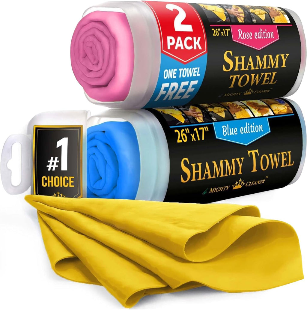 Premium Shammy Cloth for Car Drying – 2pk+1 Free – 26"x17" – Soft Chamois