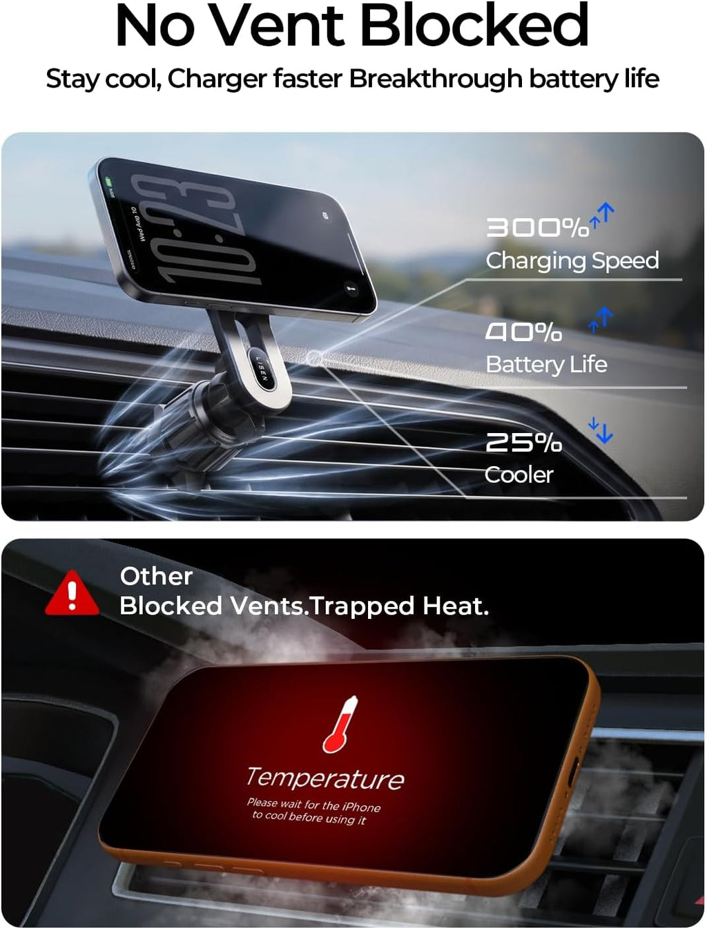 LISEN for Qi2.2 25W MagSafe Car Mount Charger,Car Vent Magnetic Car Charger