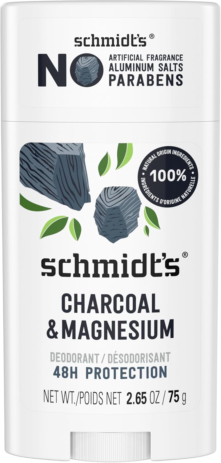 Schmidt's Aluminum-Free Vegan Deodorant Charcoal & Magnesium with 2.65 oz
